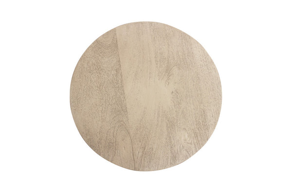 HomeRoots 20" Natural Distressed Solid Wood Round Pedestal End Table - Rustic Charm for Any Space, Handcrafted Elegance 571188