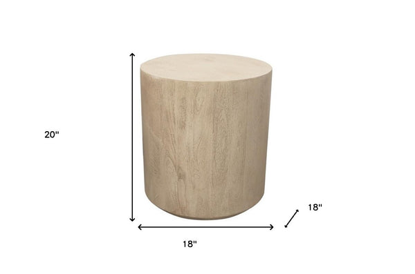 HomeRoots 20" Natural Distressed Solid Wood Round Pedestal End Table - Rustic Charm for Any Space, Handcrafted Elegance 571188
