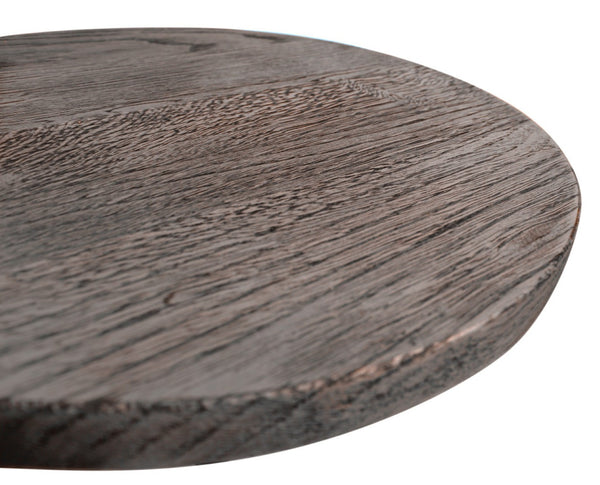 HomeRoots 21" Rustic Distressed Solid Oak & Black Iron Round Pedestal End Table - Versatile, Durable Charm 571191