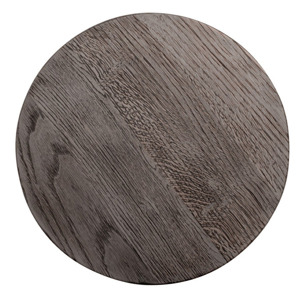 HomeRoots 21" Rustic Distressed Solid Oak & Black Iron Round Pedestal End Table - Versatile, Durable Charm 571191