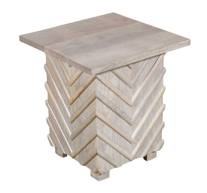 Homeroots 24" White Distressed Solid Wood Square End Table - Rustic Charm For Living Room & Bedroom Decor   571194