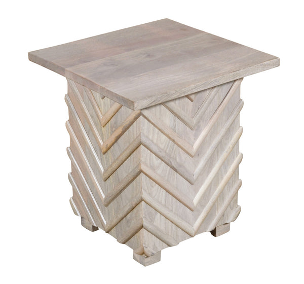 Homeroots 24" White Distressed Solid Wood Square End Table - Rustic Charm For Living Room & Bedroom Decor   571194