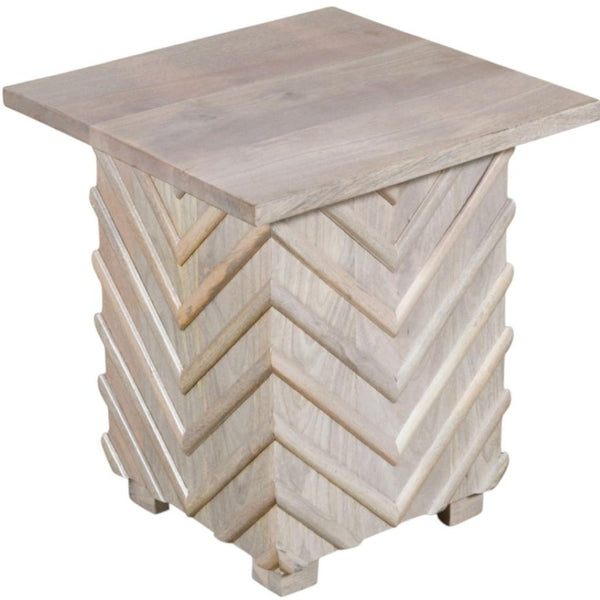 HomeRoots 24" White Distressed Solid Wood Square End Table - Rustic Charm, Versatile Design for Any Space 571194