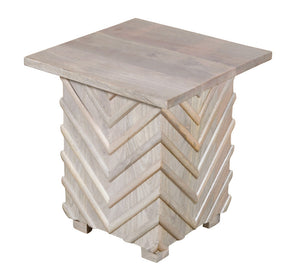 Homeroots 24" White Distressed Solid Wood Square End Table - Rustic Charm For Living Room & Bedroom Decor   571194