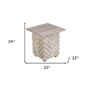 Homeroots 24" White Distressed Solid Wood Square End Table - Rustic Charm For Living Room & Bedroom Decor   571194