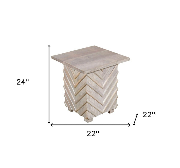 Homeroots 24" White Distressed Solid Wood Square End Table - Rustic Charm For Living Room & Bedroom Decor   571194