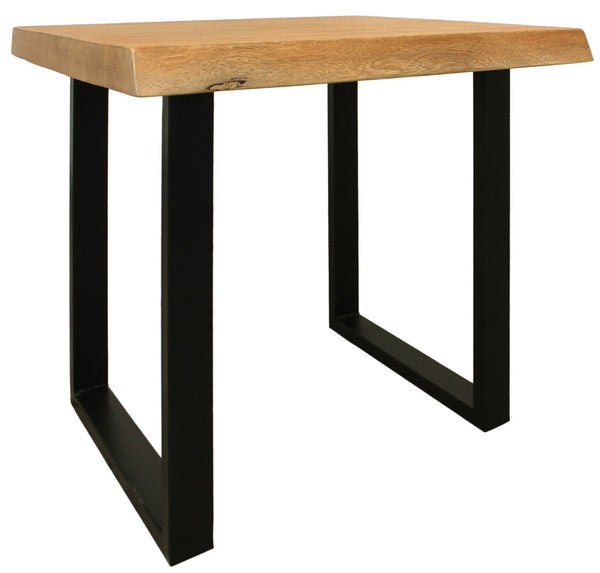 HomeRoots 24" Rustic Square End Table with Distressed Solid Mango Wood Top & Sturdy Black Iron Base for Home Decor 571196