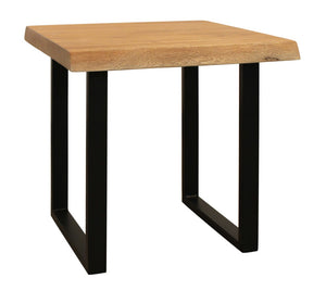 HomeRoots 24" Rustic Square End Table with Distressed Solid Mango Wood Top & Sturdy Black Iron Base for Home Decor 571196