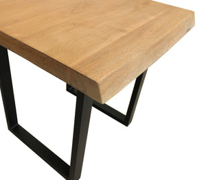 HomeRoots 24" Rustic Square End Table with Distressed Solid Mango Wood Top & Sturdy Black Iron Base for Home Decor 571196