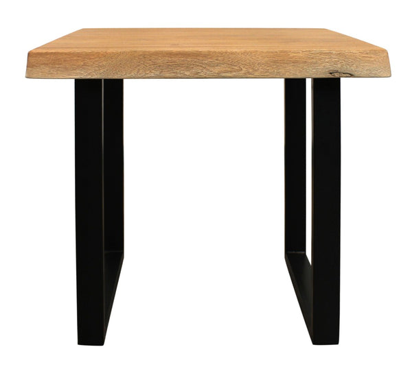 HomeRoots 24" Rustic Square End Table with Distressed Solid Mango Wood Top & Sturdy Black Iron Base for Home Decor 571196