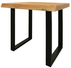HomeRoots 24" Rustic Square End Table with Distressed Solid Mango Wood Top & Sturdy Black Iron Base for Home Decor 571196