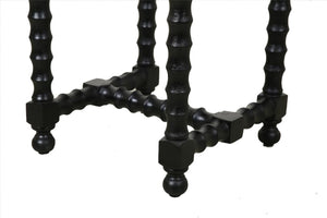 HomeRoots 24" Elegant White Marble & Black Mango Wood Square Trestle End Table - Vintage Charm & Versatile Use 571197