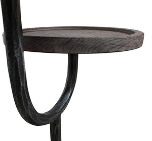 HomeRoots 19" Rustic Round Double Tray End Table with Solid Wood Top and Durable Black Iron Base for Versatile Use 571199