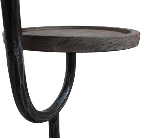 HomeRoots 19" Rustic Round Double Tray End Table with Solid Wood Top and Durable Black Iron Base for Versatile Use 571199
