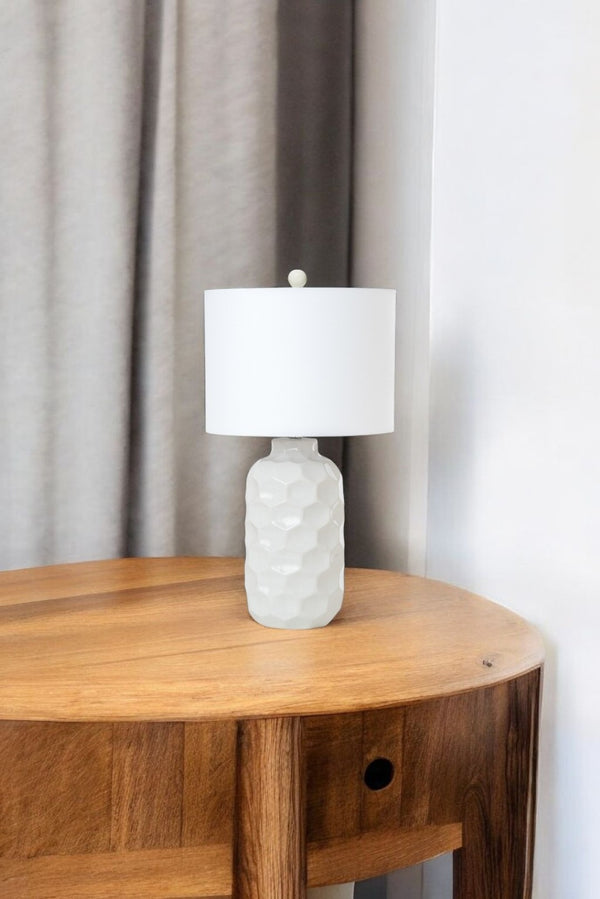 HomeRoots Set of Two 28" White Ceramic Table Lamps with Cone Shades - Coastal Charm for Any Space! 571284