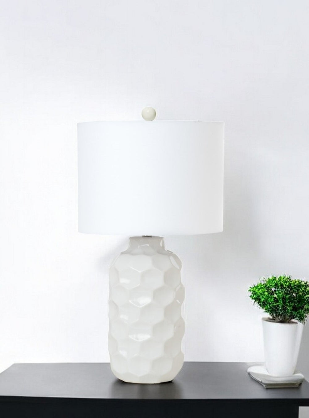 HomeRoots Set of Two 28" White Ceramic Table Lamps with Cone Shades - Coastal Charm for Any Space! 571284