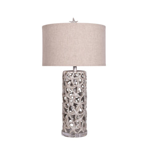 Homeroots Set Of Two 30" Silver Coastal Starfish Table Lamps With Beige Shades For Stylish Ambient Lighting   571286