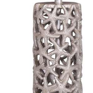Homeroots Set Of Two 30" Silver Coastal Starfish Table Lamps With Beige Shades For Stylish Ambient Lighting   571286