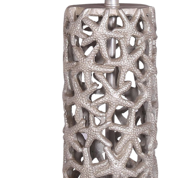 Homeroots Set Of Two 30" Silver Coastal Starfish Table Lamps With Beige Shades For Stylish Ambient Lighting   571286