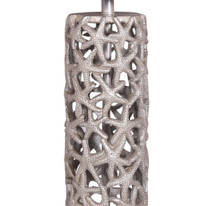 Homeroots Set Of Two 30" Silver Coastal Starfish Table Lamps With Beige Shades For Stylish Ambient Lighting   571286