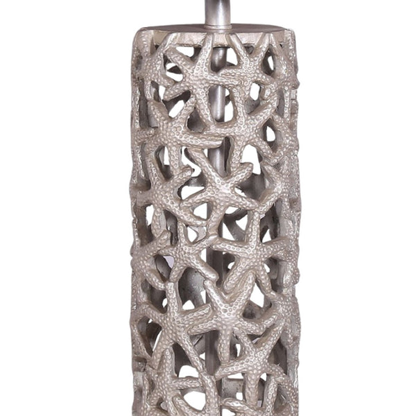 Homeroots Set Of Two 30" Silver Coastal Starfish Table Lamps With Beige Shades For Stylish Ambient Lighting   571286