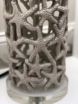 Homeroots Set Of Two 30" Silver Coastal Starfish Table Lamps With Beige Shades For Stylish Ambient Lighting   571286