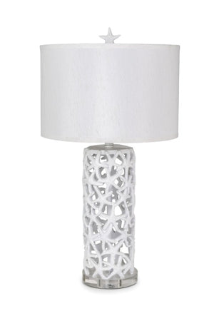 Homeroots Set Of Two 30" Coastal Starfish Table Lamps With White Shades For Elegant Beachy Home Décor   571287