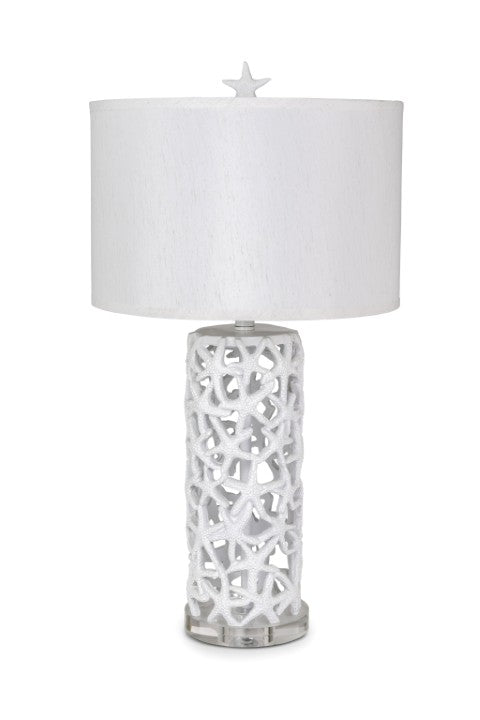 Homeroots Set Of Two 30" Coastal Starfish Table Lamps With White Shades For Elegant Beachy Home Décor   571287