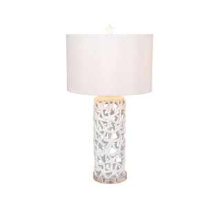 Homeroots Set Of Two 30" Coastal Starfish Table Lamps With White Shades For Elegant Beachy Home Décor   571287