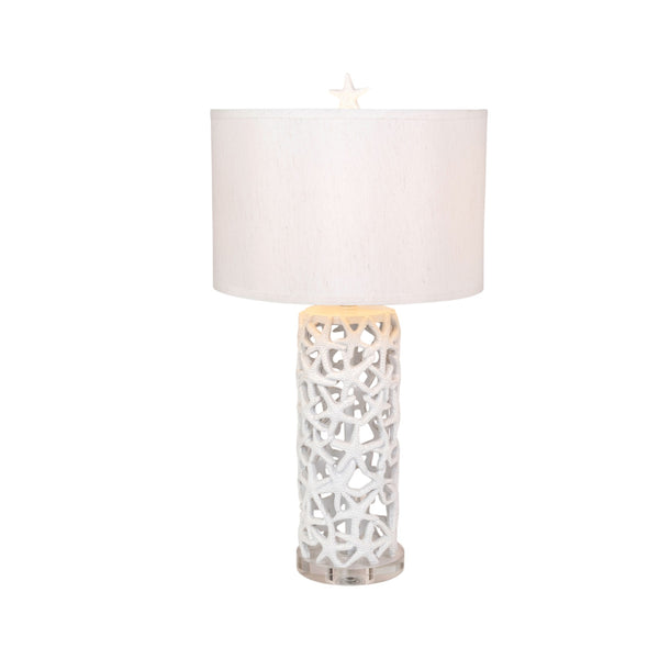 Homeroots Set Of Two 30" Coastal Starfish Table Lamps With White Shades For Elegant Beachy Home Décor   571287