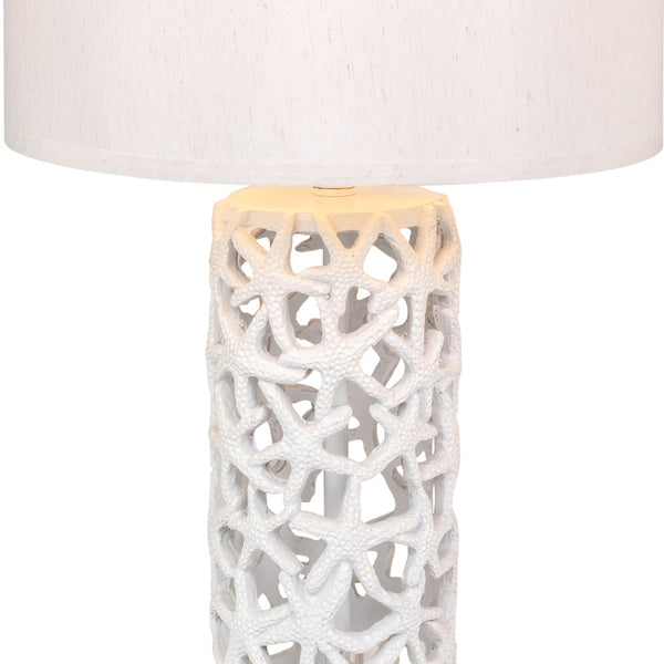 Homeroots Set Of Two 30" Coastal Starfish Table Lamps With White Shades For Elegant Beachy Home Décor   571287