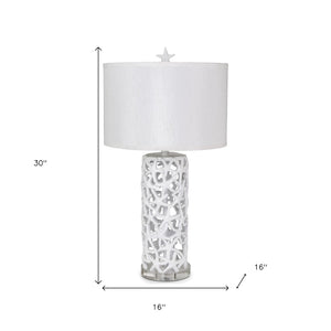 Homeroots Set Of Two 30" Coastal Starfish Table Lamps With White Shades For Elegant Beachy Home Décor   571287