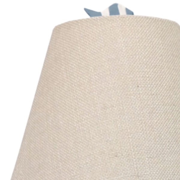 HomeRoots Set of Two Coastal Blue Table Lamps with Tan Burlap Shade for Stylish Home Decor and Ambiance 571289