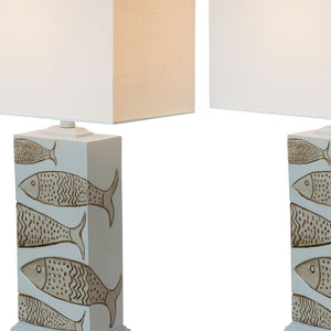 Homeroots Set Of Two 28" Blue Table Lamp With White Cone Shade   571290