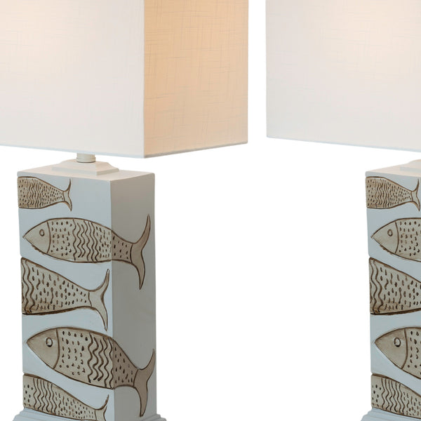 Homeroots Set Of Two 28" Blue Table Lamp With White Cone Shade   571290