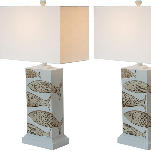 Homeroots Set Of Two 28" Blue Table Lamp With White Cone Shade   571290