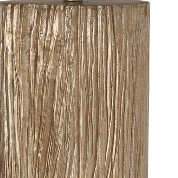HomeRoots Set of Two 30" Gold USB Table Lamps with White Linen Shades for Elegant Home Ambiance & Style 571292