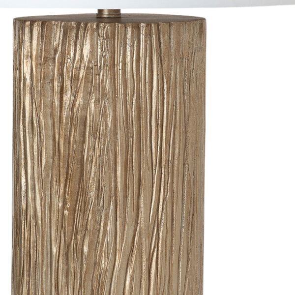HomeRoots Set of Two 30" Gold USB Table Lamps with White Linen Shades for Elegant Home Ambiance & Style 571292
