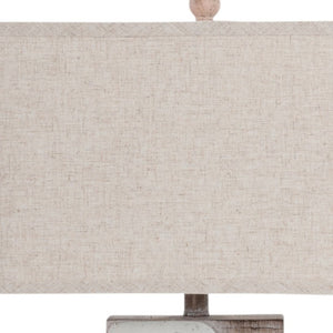 HomeRoots Set of Two Coastal Sand Dollar Table Lamps with USB Ports & Tan Linen Shades for Beachy Decor 571293