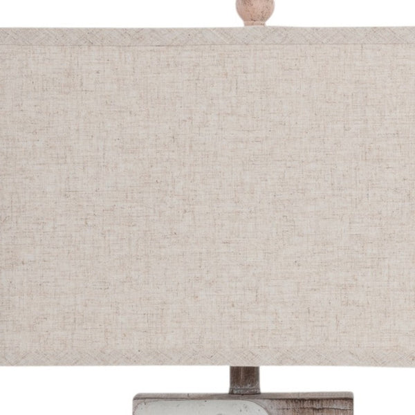 HomeRoots Set of Two Coastal Sand Dollar Table Lamps with USB Ports & Tan Linen Shades for Beachy Decor 571293