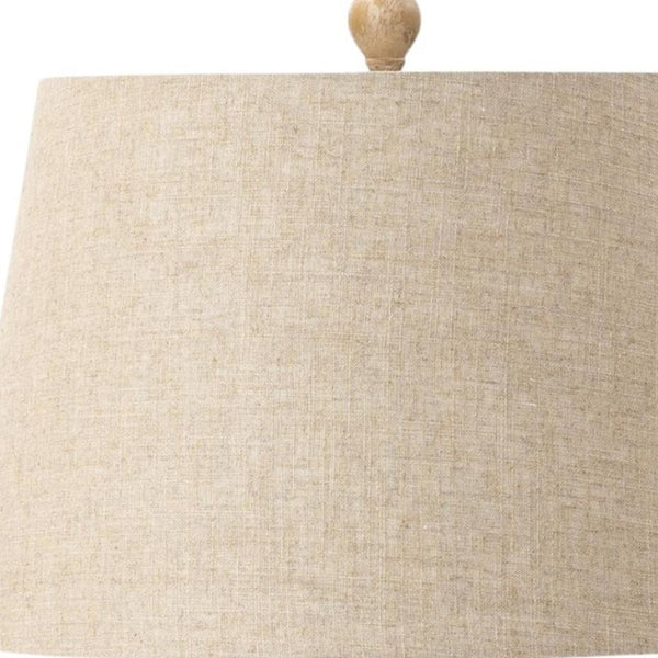 HomeRoots Set of Two 32" Coastal Distressed Beige Table Lamps with Tan Linen Shades for Stylish Lighting 571295