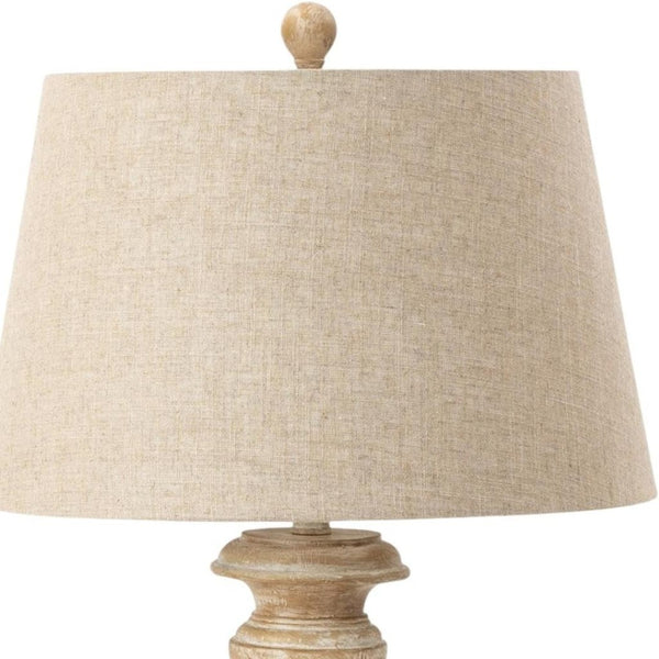 HomeRoots Set of Two 32" Coastal Distressed Beige Table Lamps with Tan Linen Shades for Stylish Lighting 571295