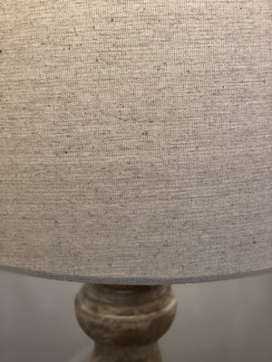 HomeRoots Set of Two 32" Coastal Distressed Beige Table Lamps with Tan Linen Shades for Stylish Lighting 571295