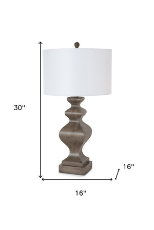 Homeroots Set Of Two 30" Distressed Brown Table Lamp With White Cone Shade   571296