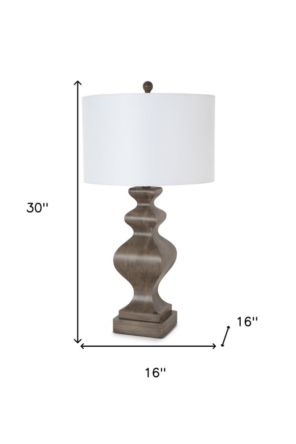 Homeroots Set Of Two 30" Distressed Brown Table Lamp With White Cone Shade   571296