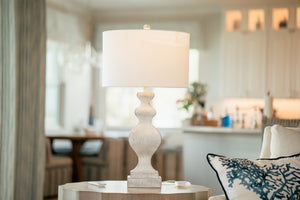 Homeroots Set Of Two 30" Distressed White Table Lamp Usb With White Cone Shade   571297