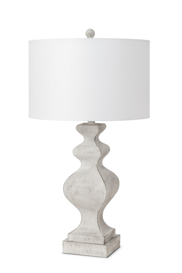 Homeroots Set Of Two 30" Distressed White Table Lamp Usb With White Cone Shade   571297
