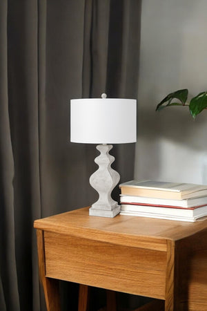 Homeroots Set Of Two 30" Distressed White Table Lamp Usb With White Cone Shade   571297