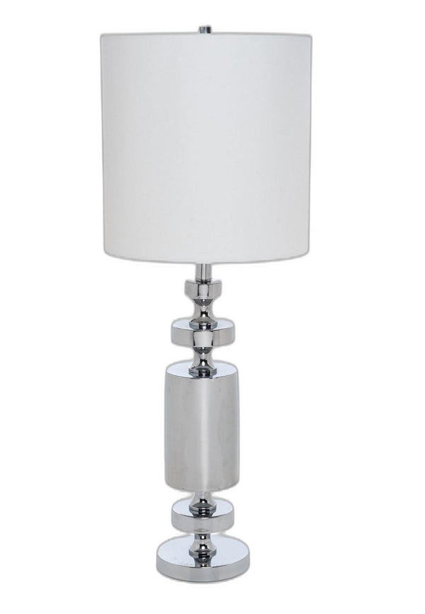 Homeroots Set Of Two 36" Silver Metal Table Lamp With White Cone Shade   571299