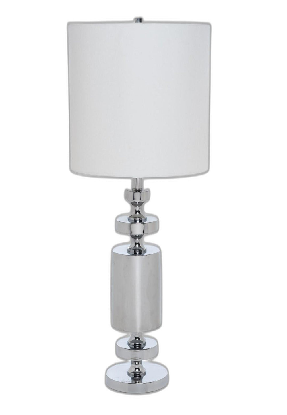 HomeRoots Set of Two Stylish 36" Silver Metal Table Lamps with Modern White Cone Shades for Versatile Decor 571299